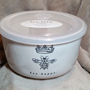NEW RAE DUNN BEE HAPPY CERAMIC BOWL wLID
